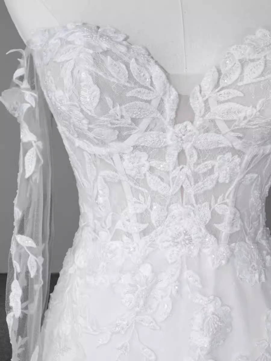 Fairytale Mermaid Off The Shoulder Long Sleeves Lace Wedding Dresses