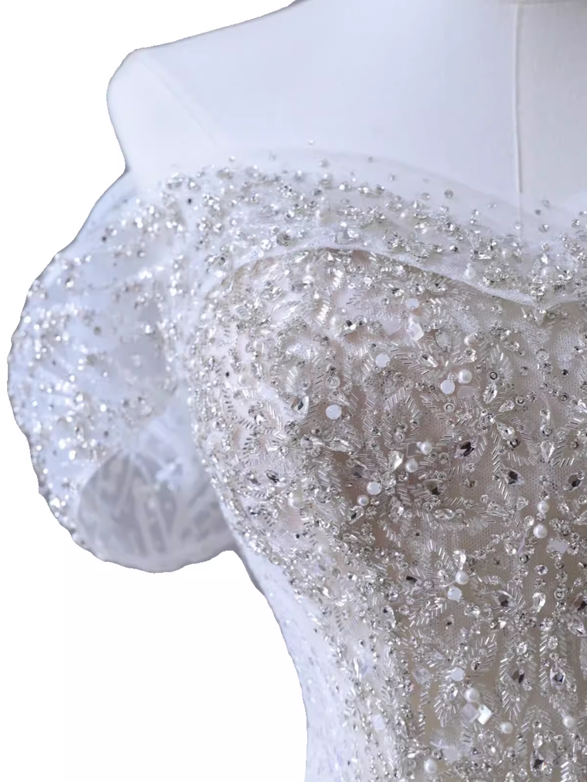 Fairytale Mermaid Off The Shoulder Short Sleeves Sequin Wedding Dresses