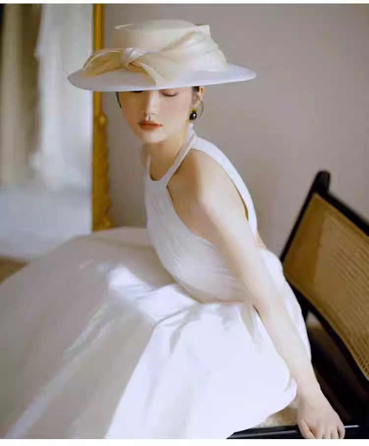Vintage Ball Gown White Satin Wedding Dresses