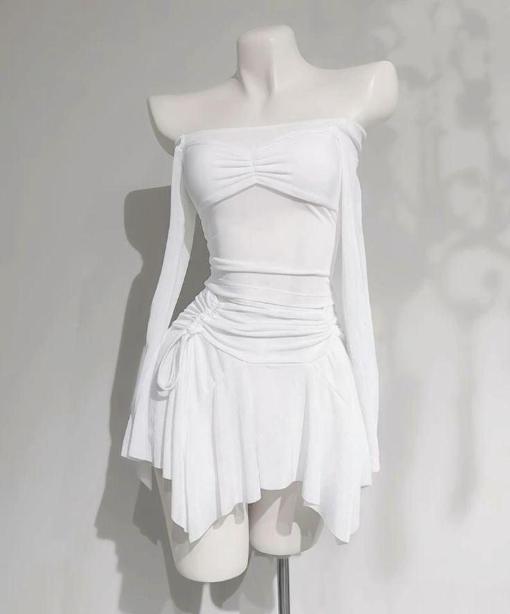 A line Long Sleeves Chiffon White Homecoming Dress Party Dress