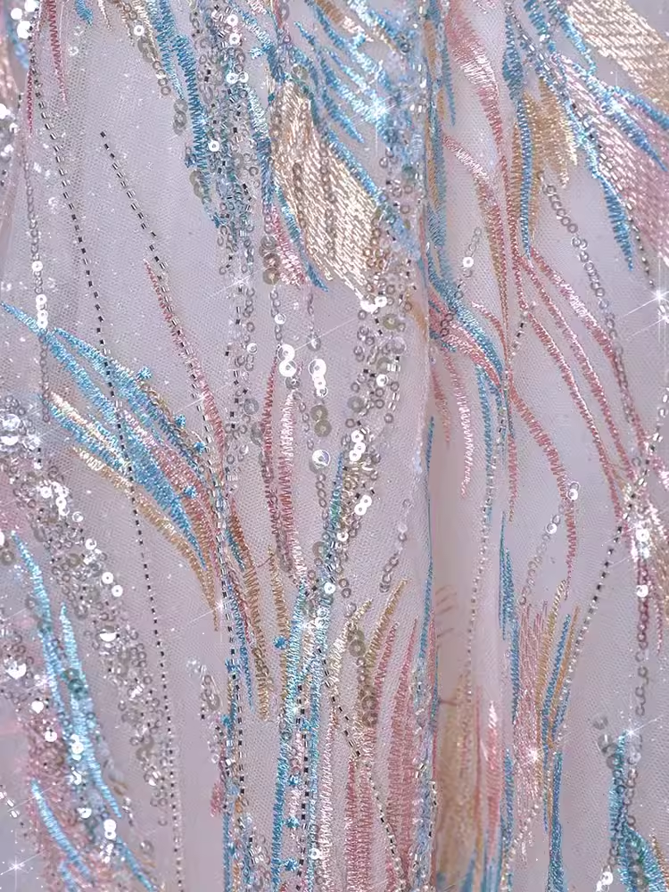 Sexy A line High Neckline Sequin Long Evening Dress Beading Prom Dress