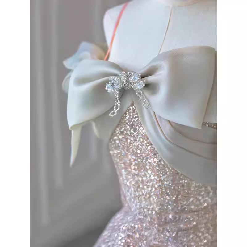 Fairytale A line Straps Sequin Long Evening Dress Prom Dress