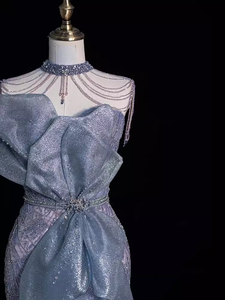 Sexy Mermaid High Neckline Sequin Long Prom Dresses
