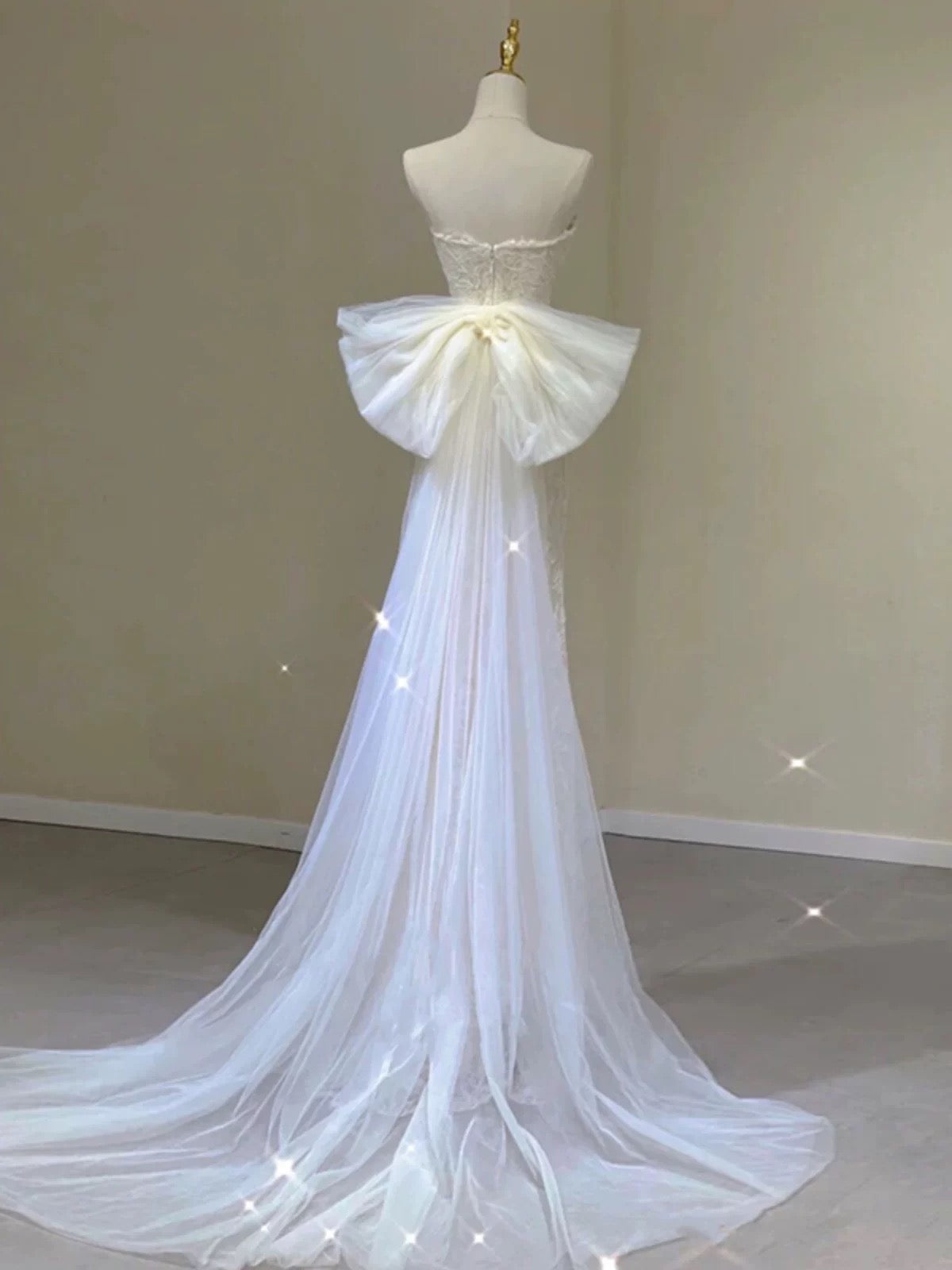 Timeless Mermaid Sweetheart Lace Long Wedding Dresses With Bowknot