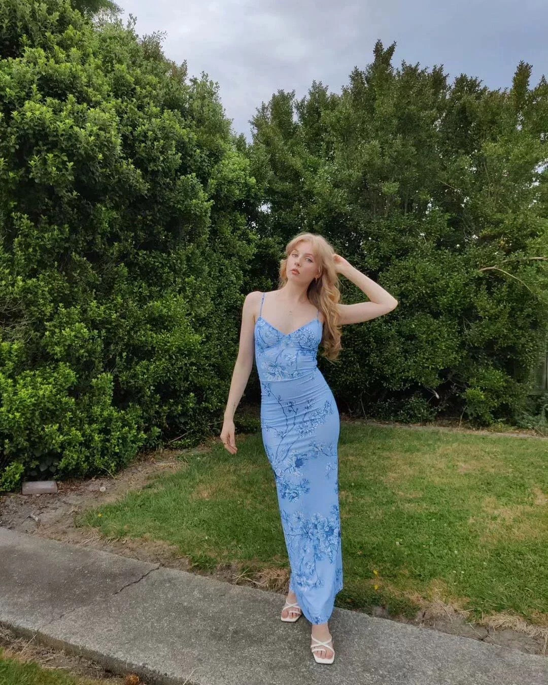 Modest Mermaid Spaghatti Straps Light Blue Prom Dress Long Evening Dresses