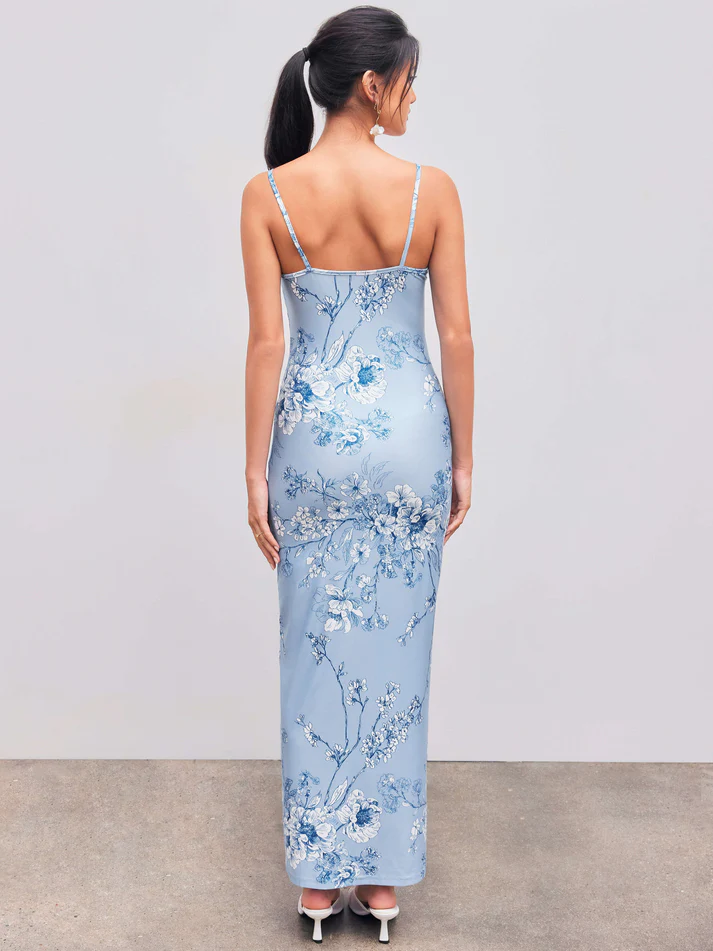 Modest Mermaid Spaghatti Straps Light Blue Prom Dress Long Evening Dresses