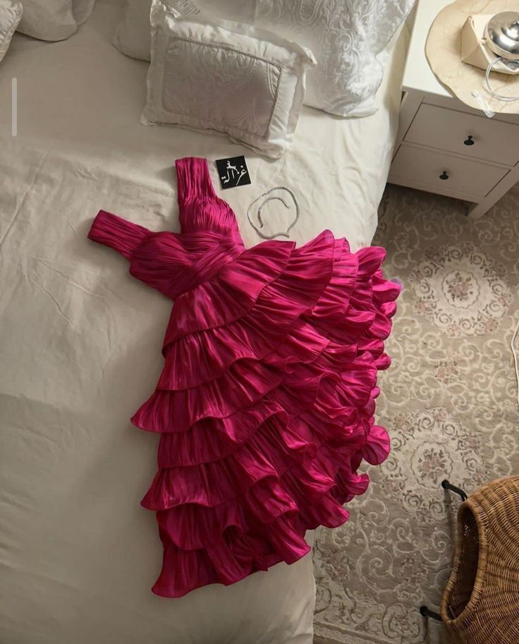 Simple Ball Gown Straps Hot Pink knee Length Ruffles Homecoming Dresses