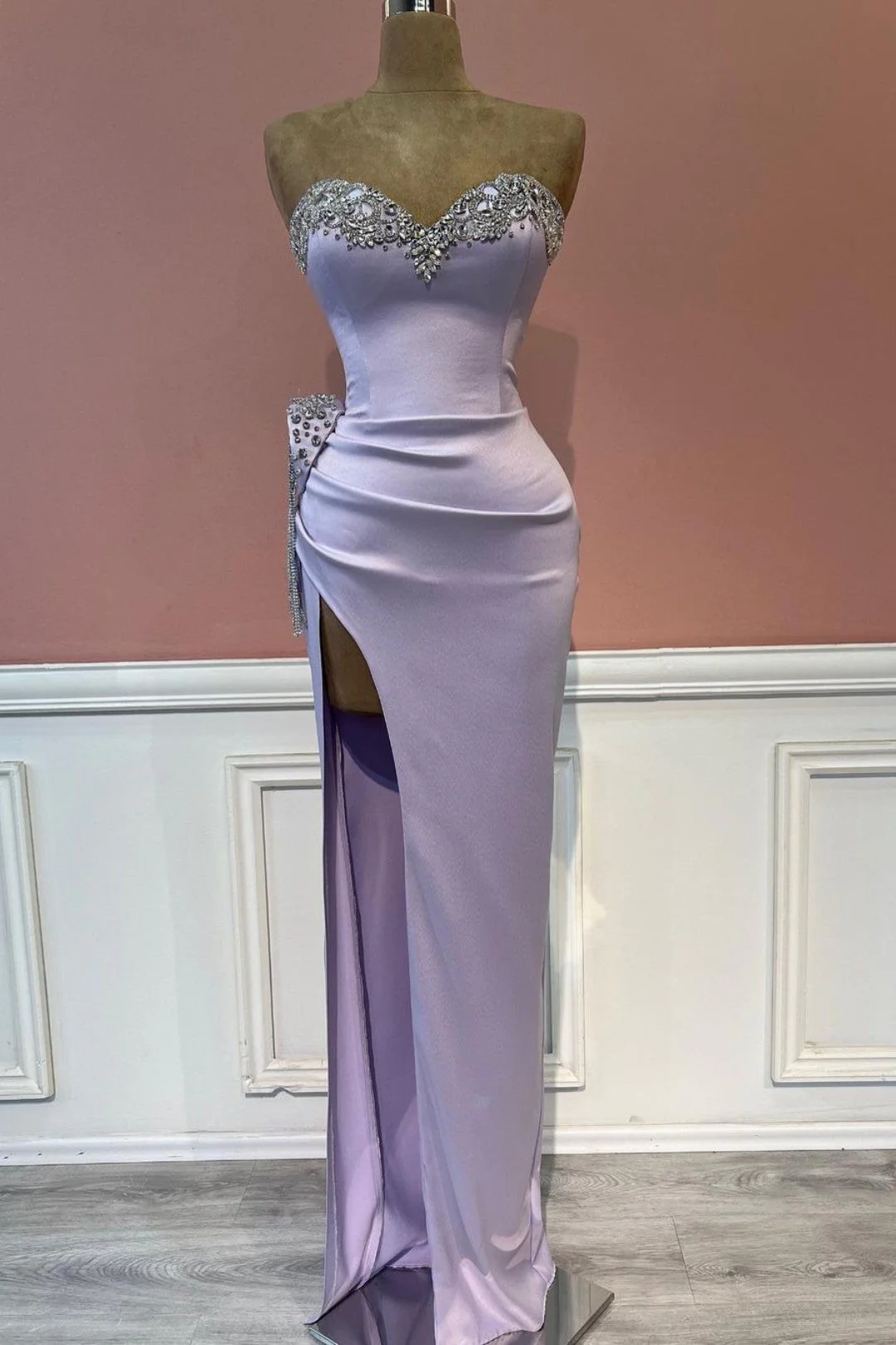 Gorgeous Sweetheart Beadings Prom Dress With Side Slit