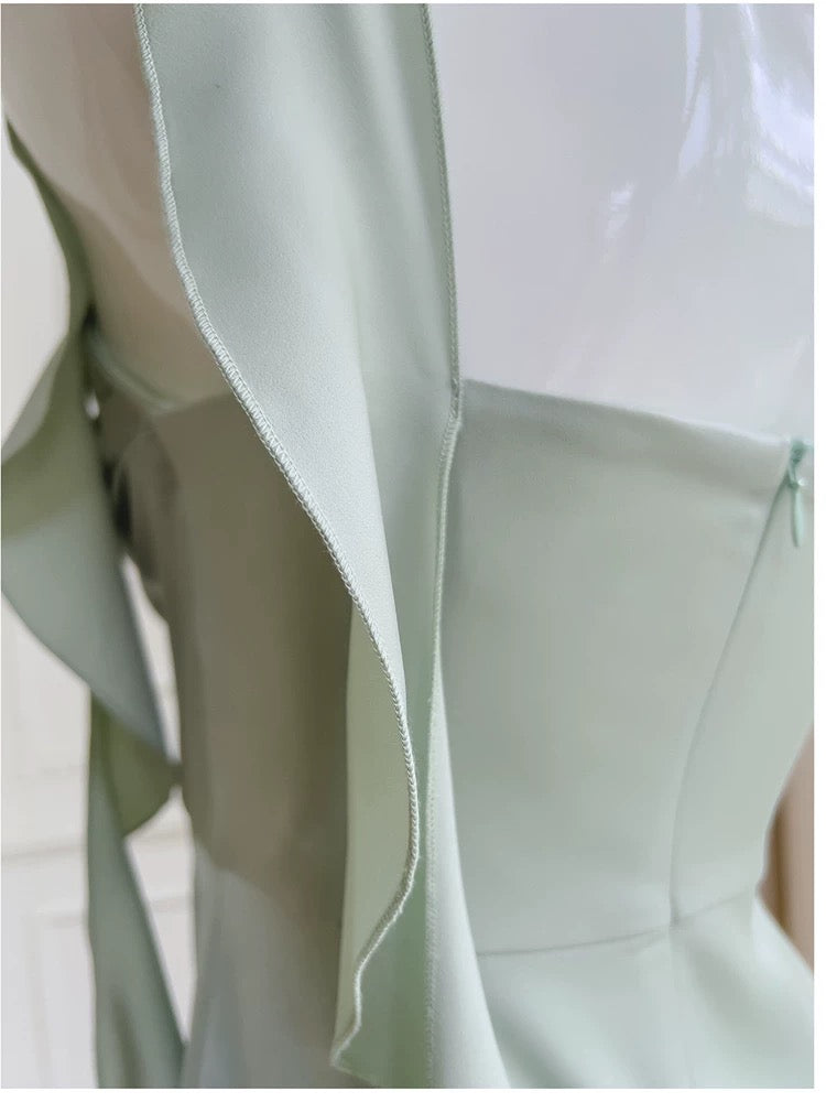 Cute A line Spaghetti Straps Sage Green Short Homecoming Dresses Party Cocktail Dress With Ruffles