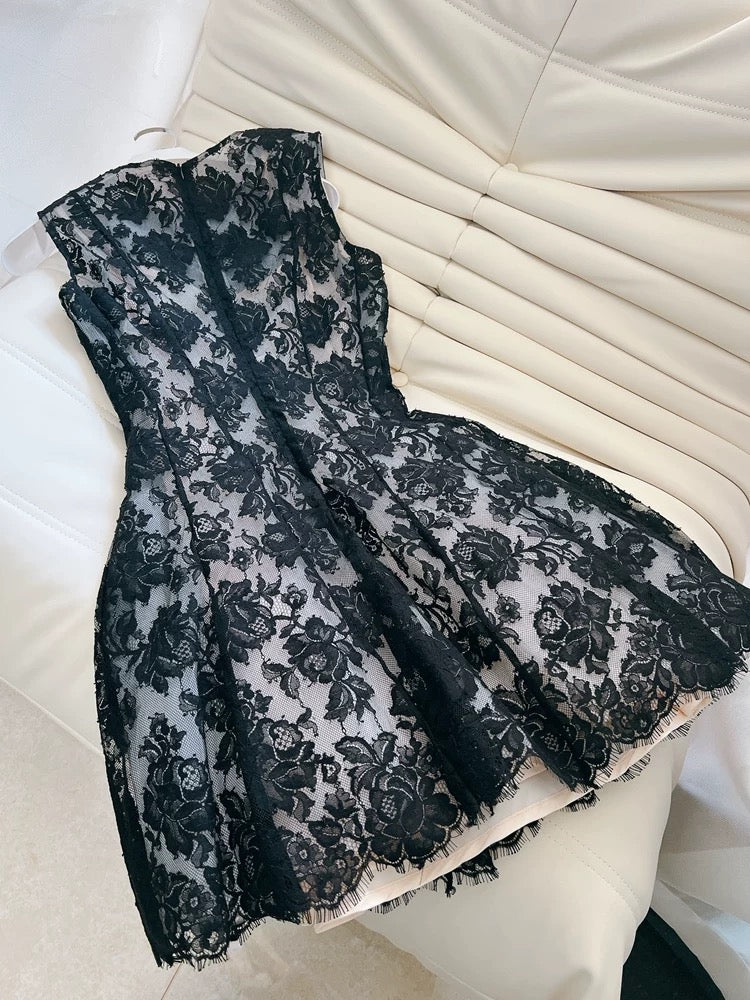 Cute A line Black Short Lace Homecoming Dresses Cocktail Dress