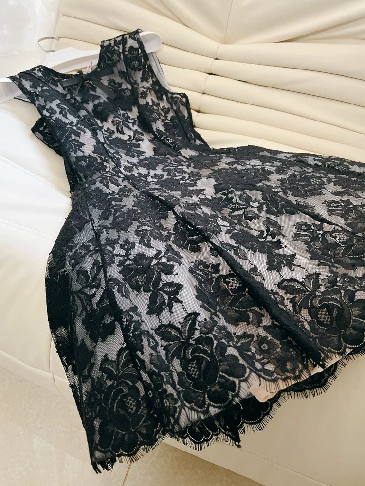 Cute A line Black Short Lace Homecoming Dresses Cocktail Dress