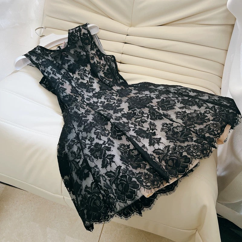Cute A line Black Short Lace Homecoming Dresses Cocktail Dress