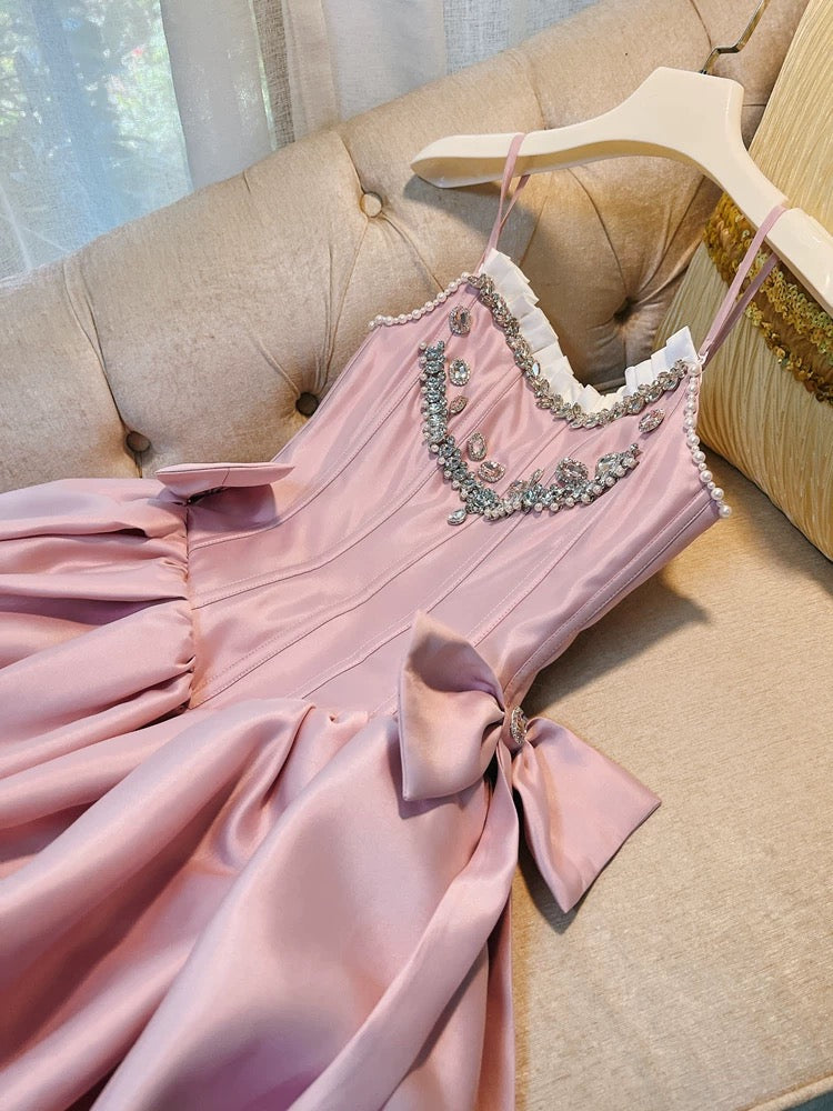 Cute A line Spaghetti Straps Short Pink Homecoming Dresses Cocktail Dress