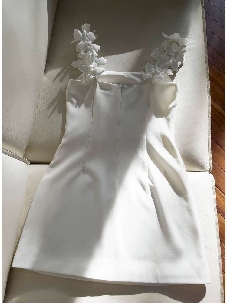 Cute Sheath Spaghetti Straps Short White Homecoming Dresses Cocktail Dress