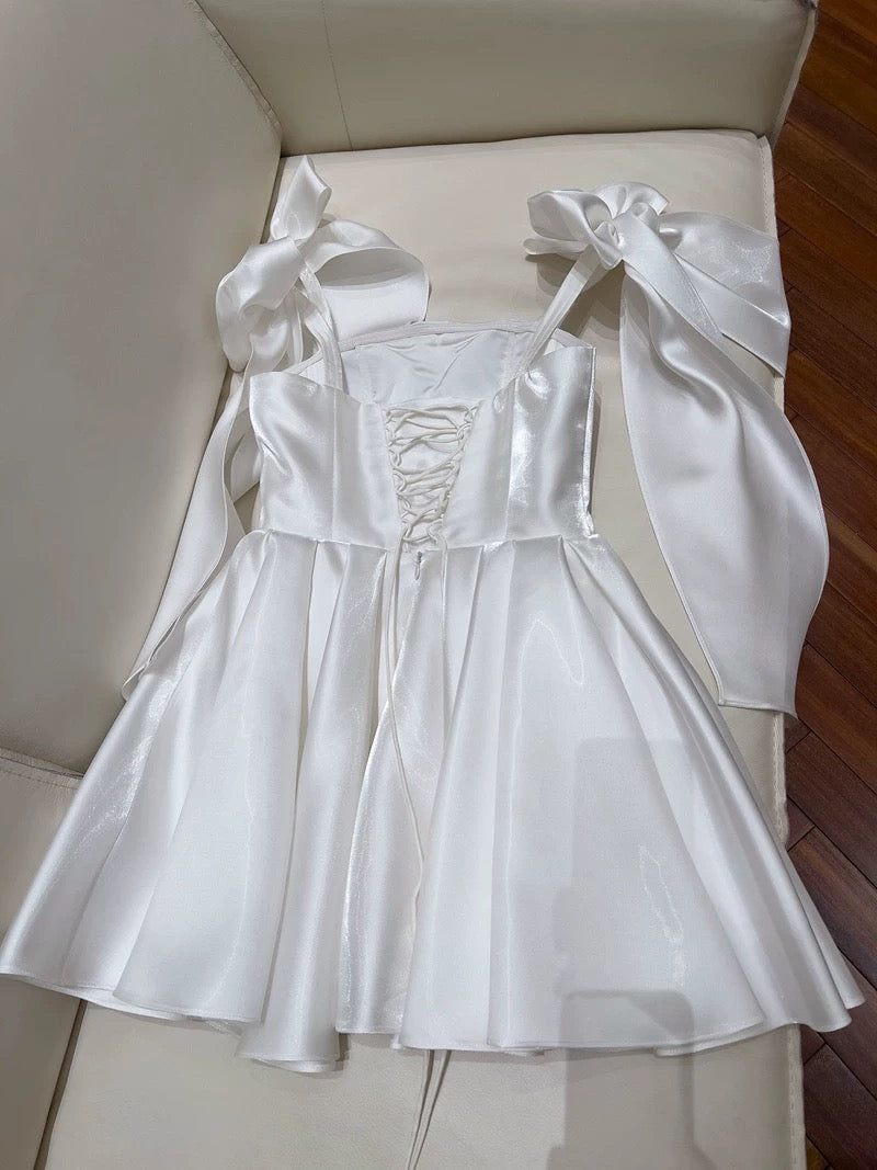 Simple Ball Gown Straps White Homecoming Dresses 18th Birthday Outfits Party Dress