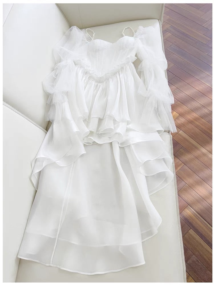 Simple High Low Spaghetti Straps White Homecoming Dresses 18th Birthday Outfits Party Dress
