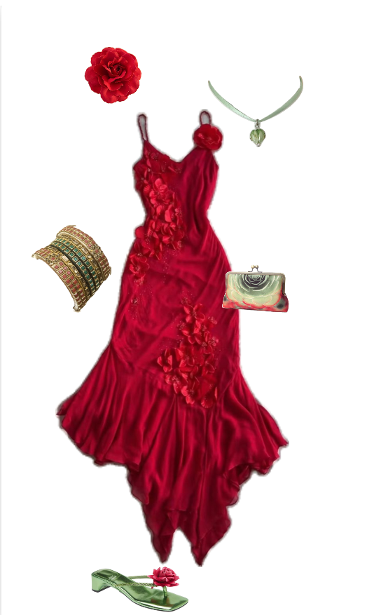 Elegant A line Straps Chiffon Red Irregular Prom Dresses Evening Dress With Flowers
