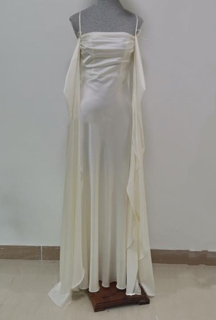 Elegant Ivory Satin Long Simple Evening Dress Prom Dresses