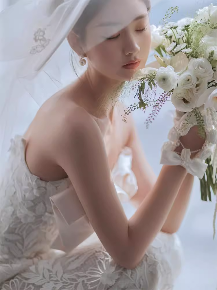 Unique A line Strapless Satin Long Wedding Dress With Bowknot