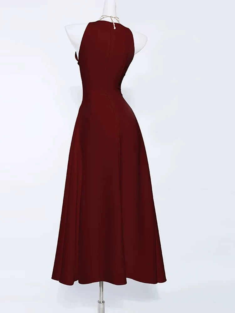 Elegant A Line Ankle Length Burgundy Prom Dresses Evening Dress