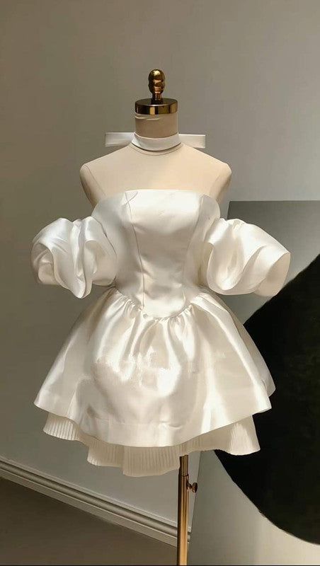 Cute A line Off The Shoulder White Short Homecoming Dresses 21st Birthday Outfit