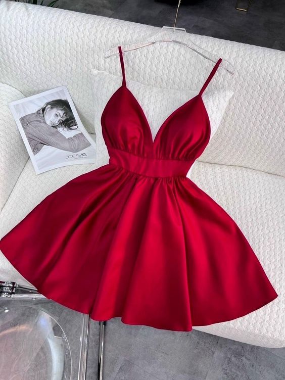 Sexy A Line Spaghetti Straps Short Red Homecoming Dresses 21st Birthday Outfits