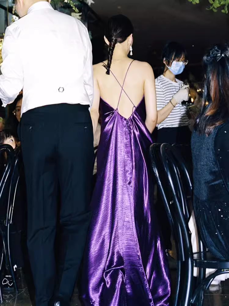Sexy Mermaid Spagetti Straps Grape Long Prom Dresses