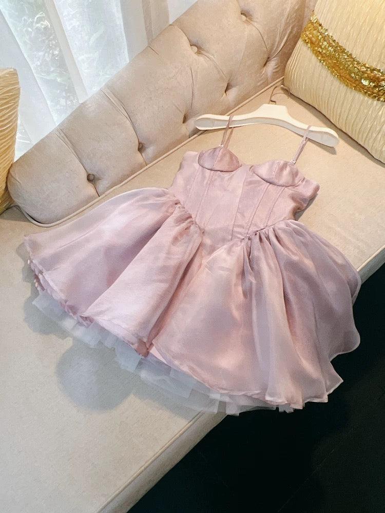Simple A Line Spaghetti Straps Pink Short Homecoming Dresses 18th Birthday Outfit