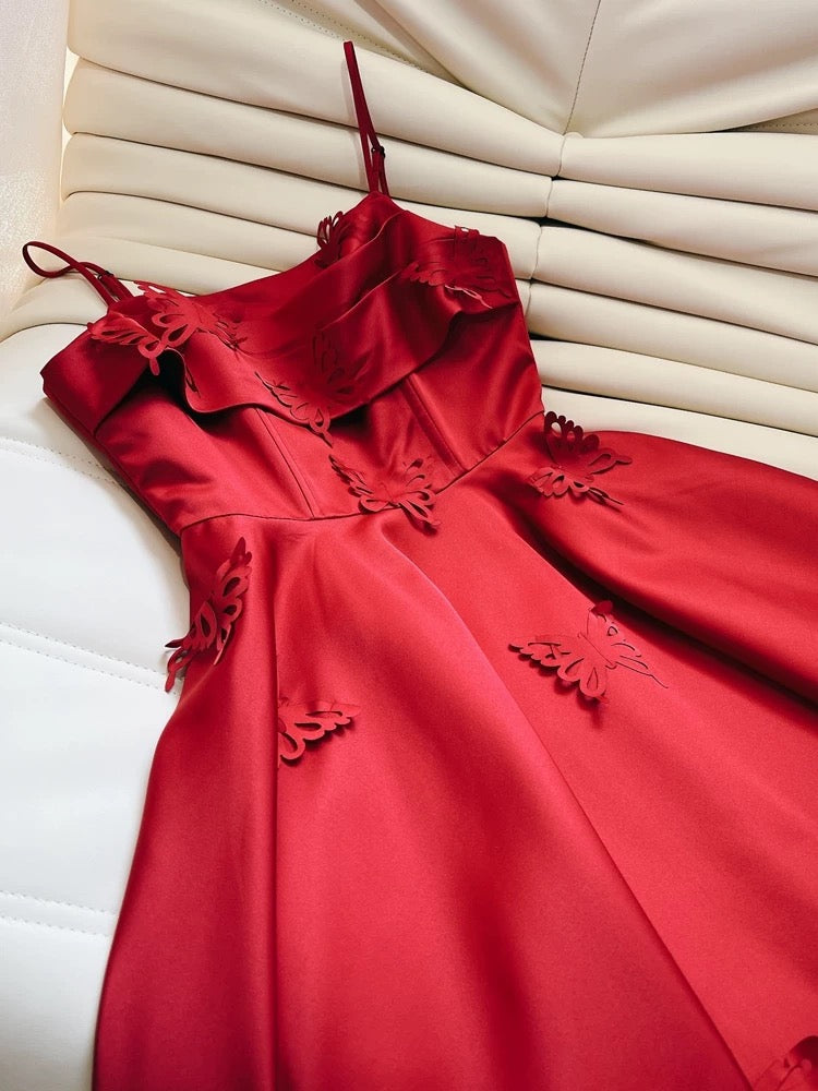 Simple A Line Spaghetti Straps Red Short Homecoming Dresses 18th Birthday Outfit