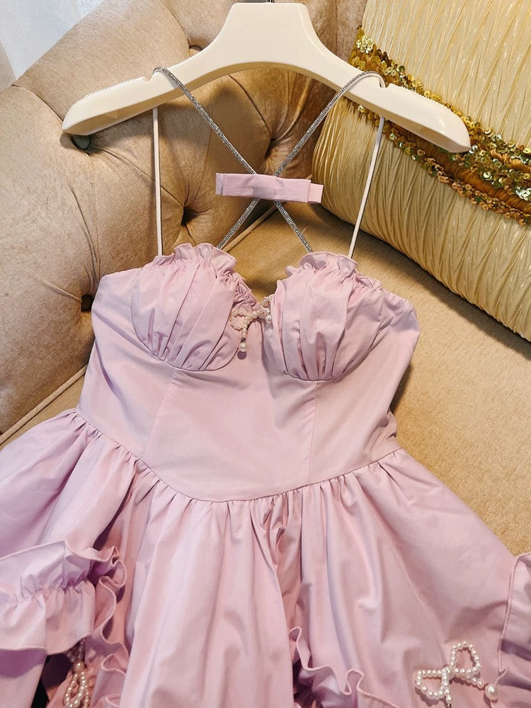 Cute Ball Gown Spaghetti Straps Pink Short Homecoming Dresses 18th Birthday Outfit