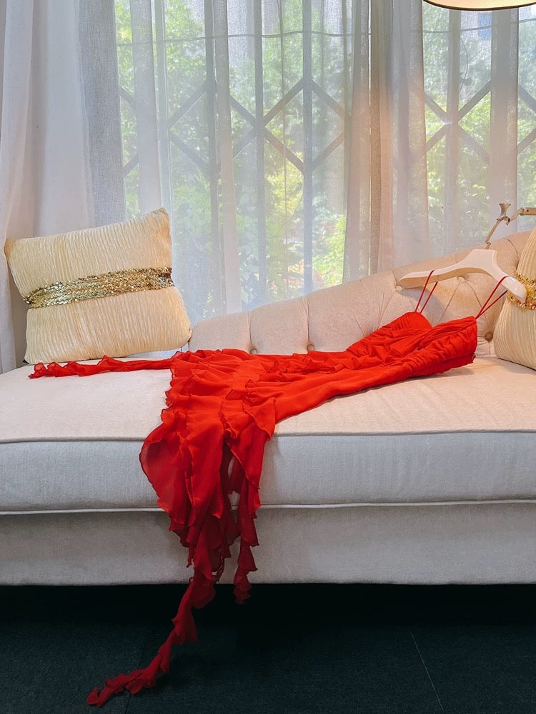 Sexy Sheath Straps Red Short Chiffon Homecoming Dresses 18th Birthday Outfit