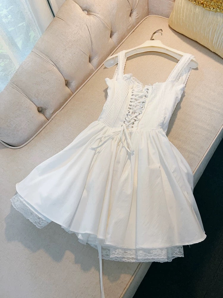 Modest A Line Straps Short Lace White Homecoming Dresses Party Dress