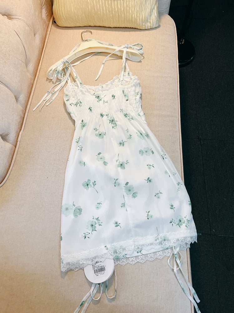 Modest Sheath Straps Floral Green Short Homecoming Dresses Satin Birthday Outfits