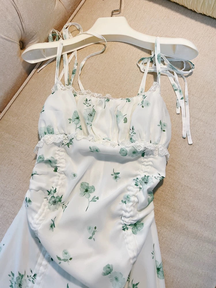 Modest Sheath Straps Floral Green Short Homecoming Dresses Satin Birthday Outfits