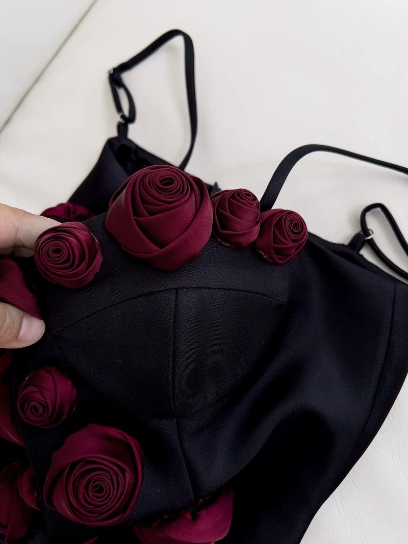 Cute A Line Straps Black Satin Homecoming Dresses Birthday Outfits With Flowers