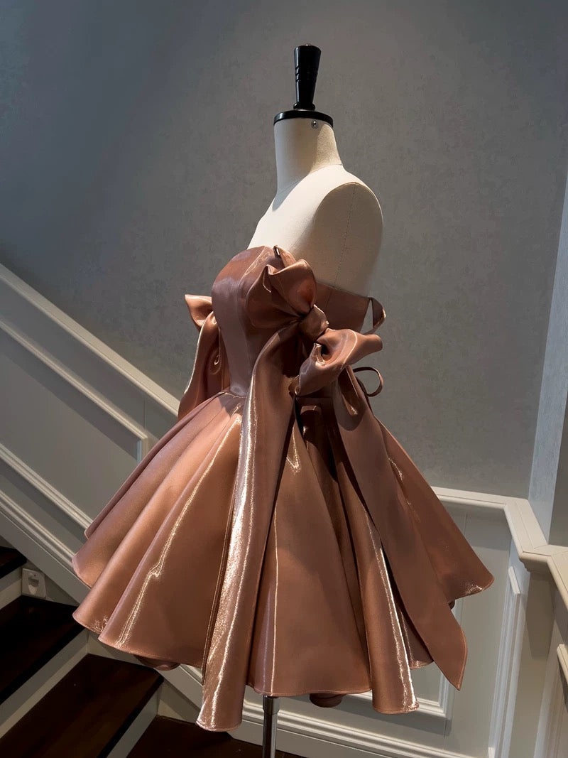Pretty A Line Straps Satin Homecoming Dresses Birthday Outfits With Bow