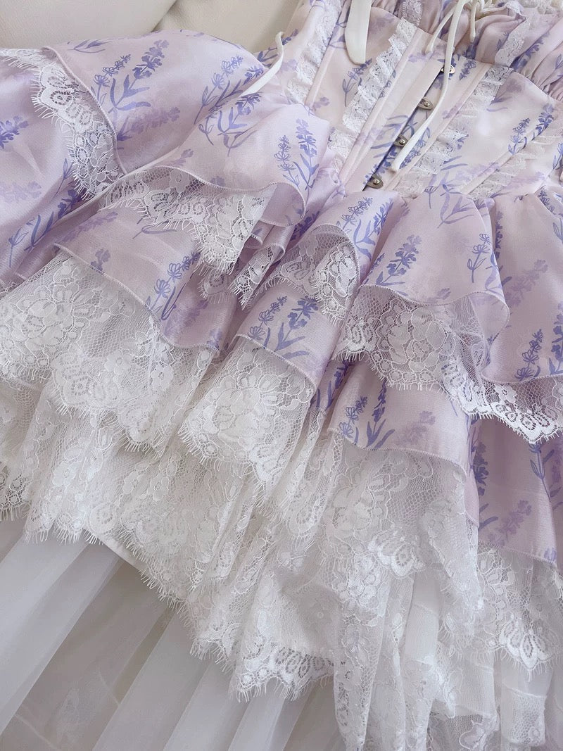 Sexy Ball Gown Spaghetti Straps Lilac Flowers Homecoming Dresses Birthday Outfits