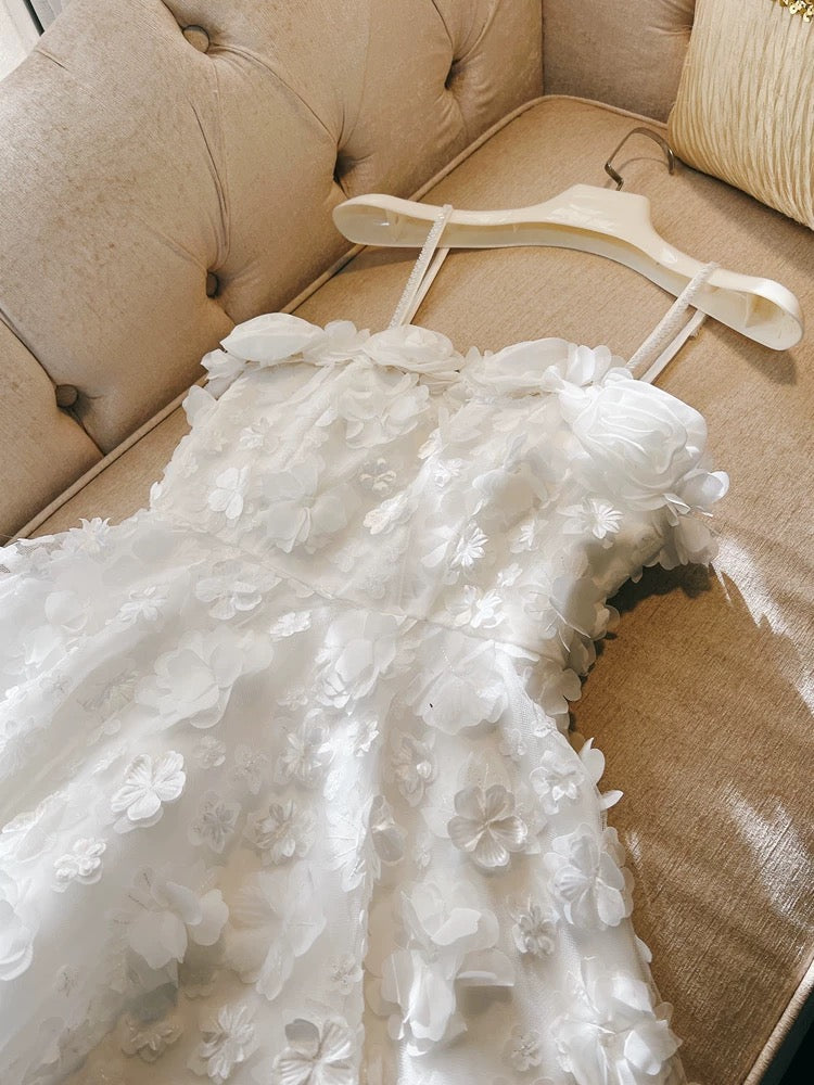 Sexy Ball Gown Spaghetti Straps White Lace Short Homecoming Dresses Birthday Outfits