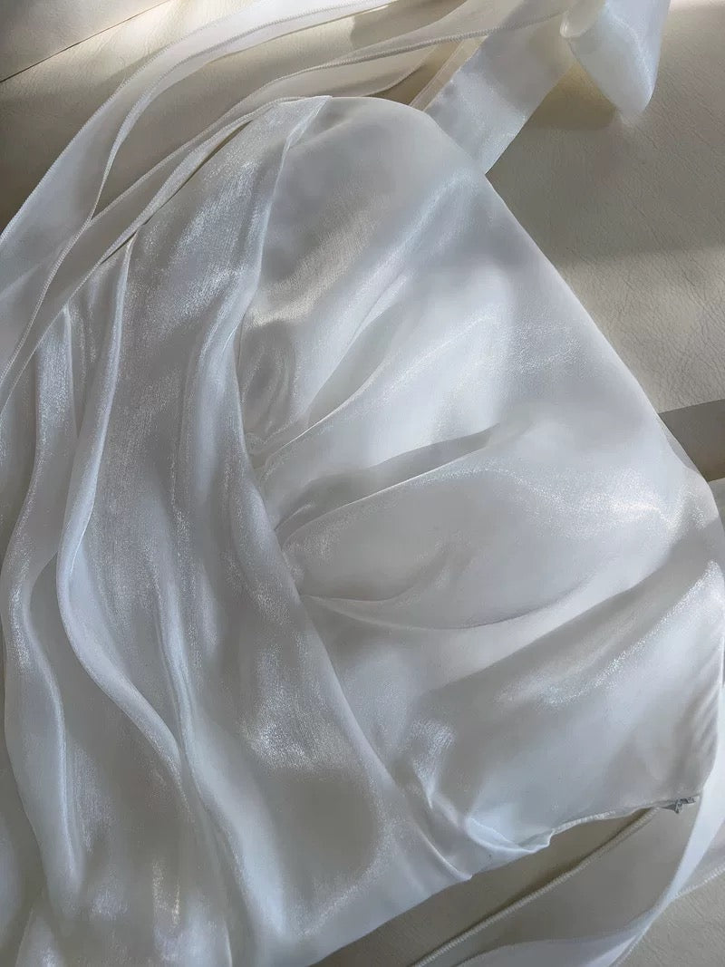 Sexy Ball Gown Spaghetti Straps White Organza Short Homecoming Dresses Birthday Outfits