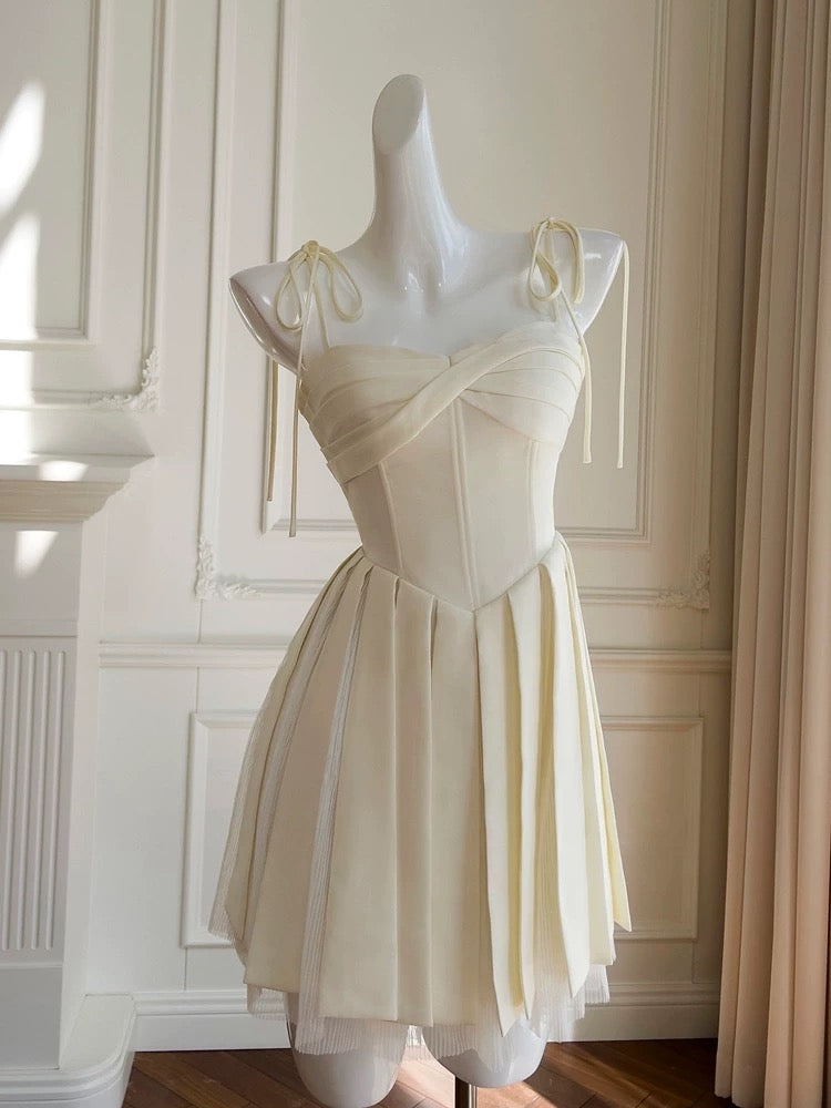 Simple A line Spaghetti Straps Satin Short Homecoming Dresses Birthday Outfit