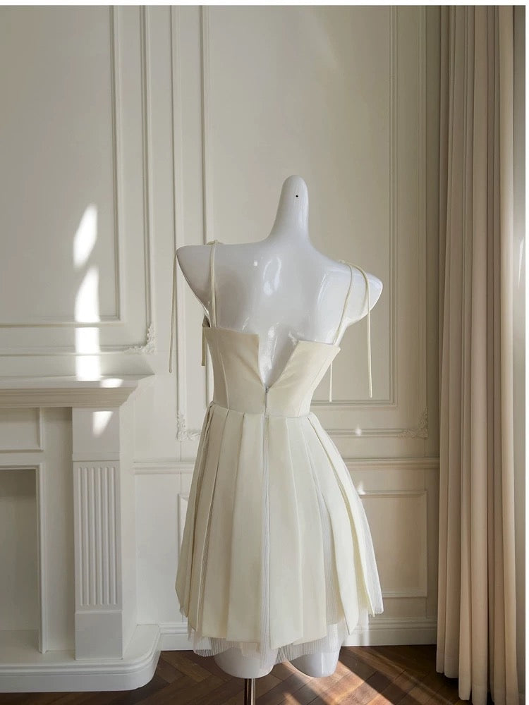 Simple A line Spaghetti Straps Satin Short Homecoming Dresses Birthday Outfit