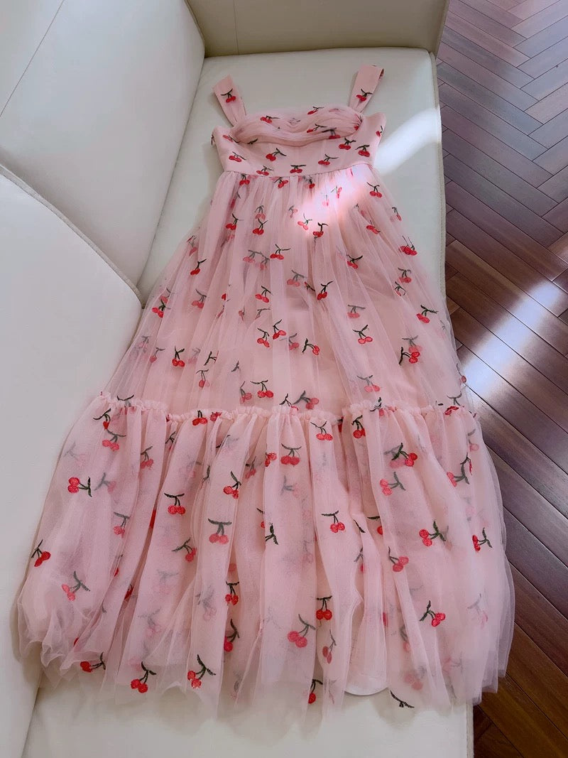 Modest A line Straps Pink Floral Prom Dress Formal Dresses