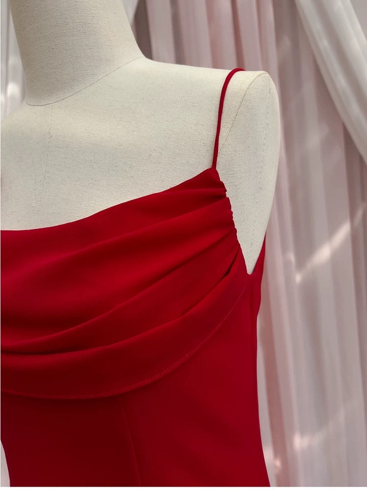 Simple Sheath Spaghetti Straps Chiffon Short Red Homecoming Dresses Birthday Outfit