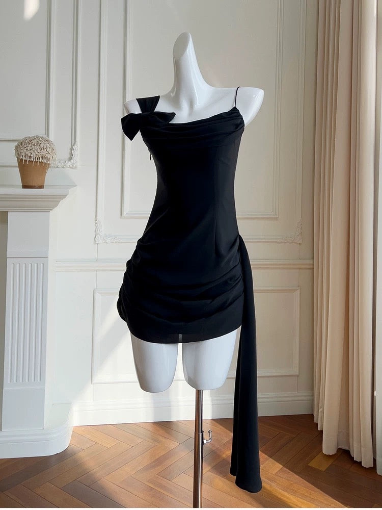 Simple Sheath Spaghetti Straps Chiffon Short Black Homecoming Dresses Birthday Outfit
