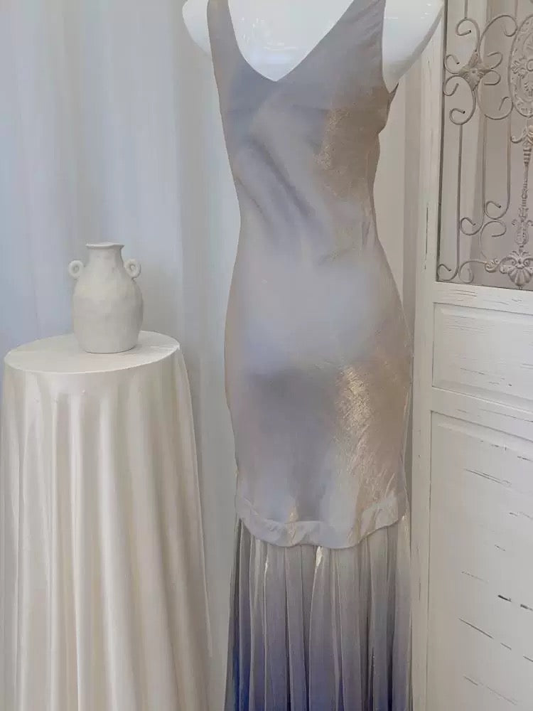 Simple Sheath Scoop Ombre Grape Long Prom Dress Formal Dresses With Ruffles