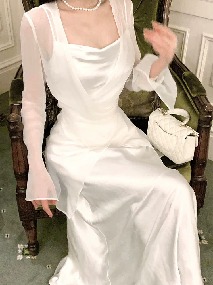 Pretty Sheath Spaghetti Straps Chiffon Prom Dresses Evening Dress With Jacket