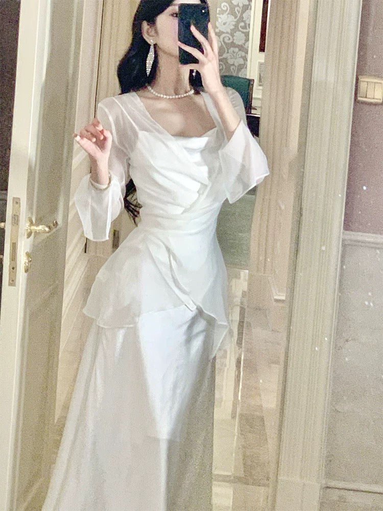Pretty Sheath Spaghetti Straps Chiffon Prom Dresses Evening Dress With Jacket