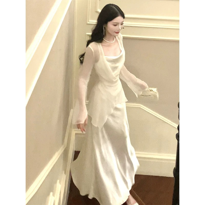 Pretty Sheath Spaghetti Straps Chiffon Prom Dresses Evening Dress With Jacket