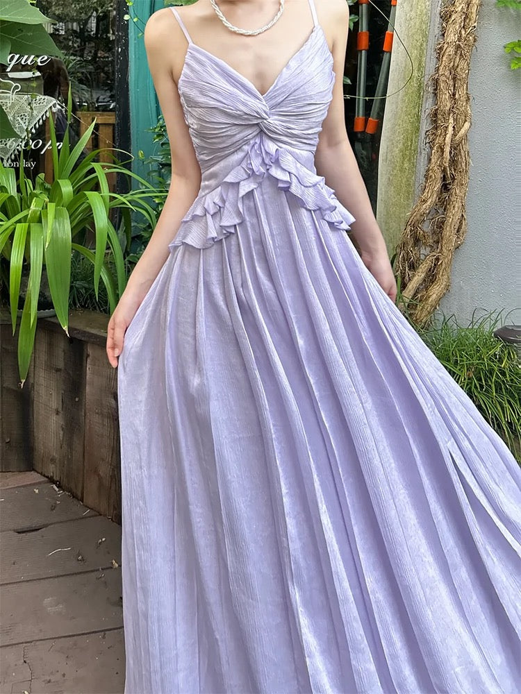 Pretty A Line Spaghetti Straps Lilac Long Prom Dresses Simple Evening Dress