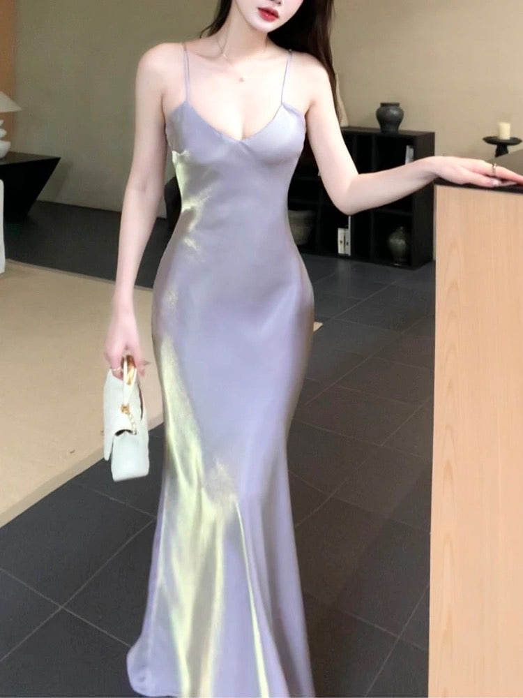 Pretty A Line Spaghetti Straps Lilac Ankle Length Prom Dresses Simple Evening Dress